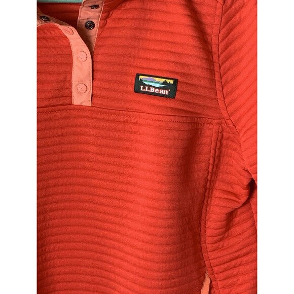 L.L. BEAN Airlight Pullover Woman Size MP Coral Snaps Kangaroo Pocket Athleisure - Picture 3 of 7